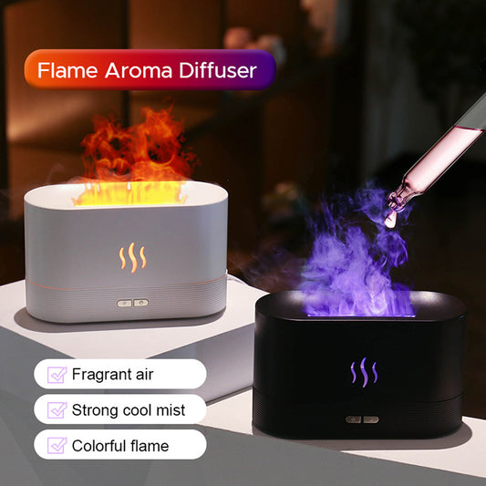 Ultrasonic Flame Humidifier Oil Fire Flame Aroma Diffuser