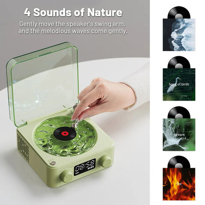 Retro Turntable Speaker Wireless Bluetooth-compatible 5.0 Vinyl Record Player Stereo Sound With White Noise RGB Projection Lamp Effect